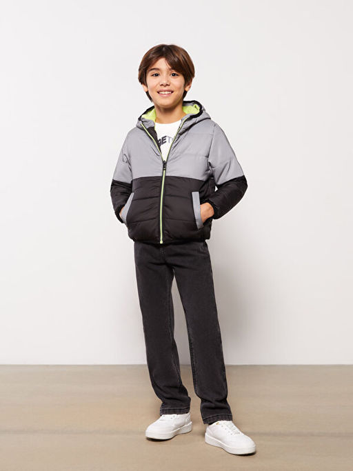 Kap??onlu Reflekt?r Detayl? Erkek ?ocuk ?i?me Mont - Waikiki фото 2