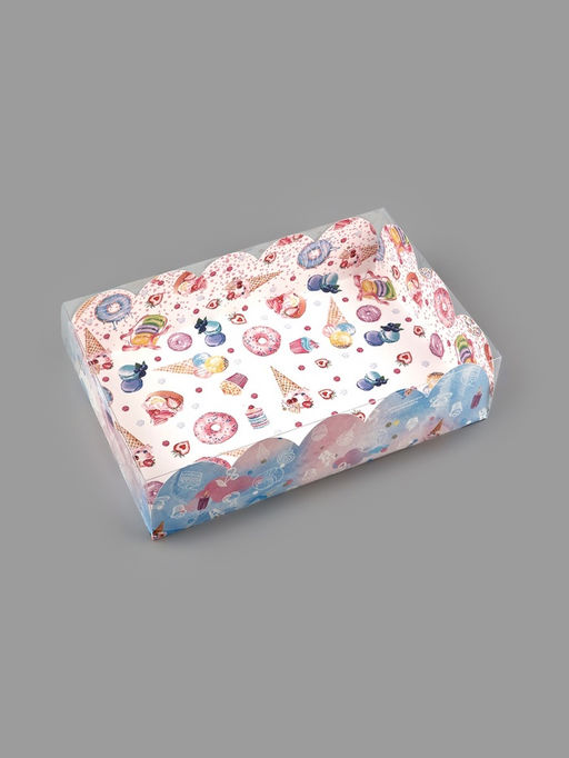 Цена за 5 шт. Коробка для печенья, кондитерская упаковка с пластиковой крышкой, «Вкусности», 20 х 30 х 8 см