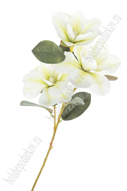 Веточка декоративная "Магнолия" 80 см (SF-7871) белый/желтый