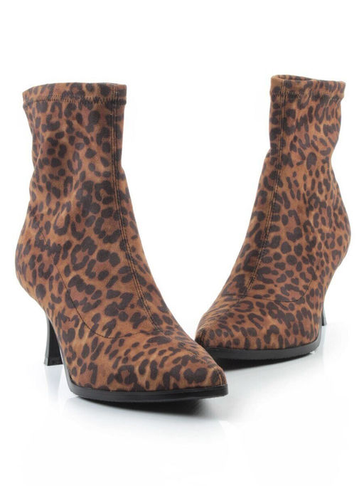 01-H26B-42PC BROWN LEOPARD Ботильоны демисезонные женские (искусственная замша)