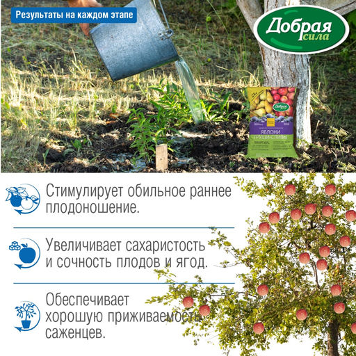 Компл. мин. удобр. "Добрая сила" Яблони-Груши-Сливы, пак.2кг