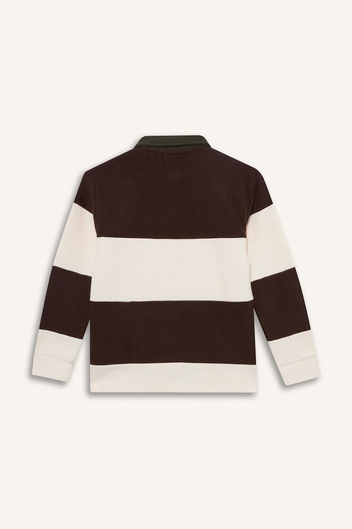 Erkek _ocuk Polo Yaka Renk Bloklu Sweatshirt - Defacto фото 5