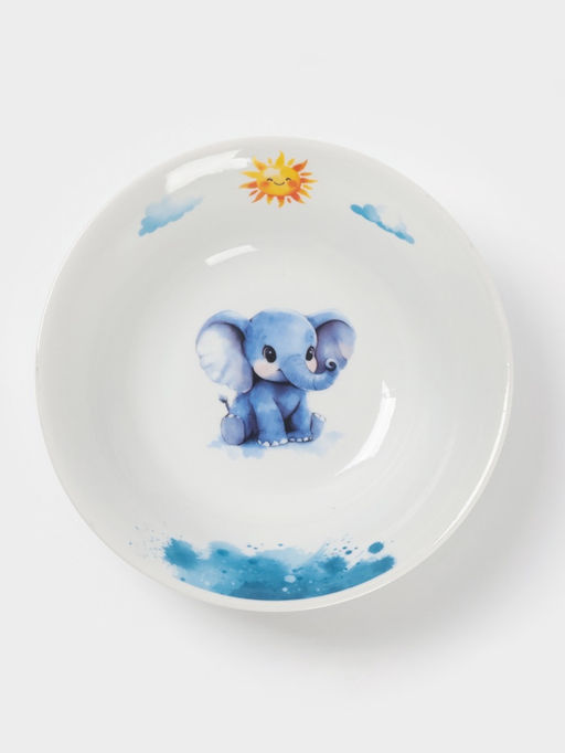 Миска детская Дулевский фарфор «Слоник», 360 мл, d=15 см, белая