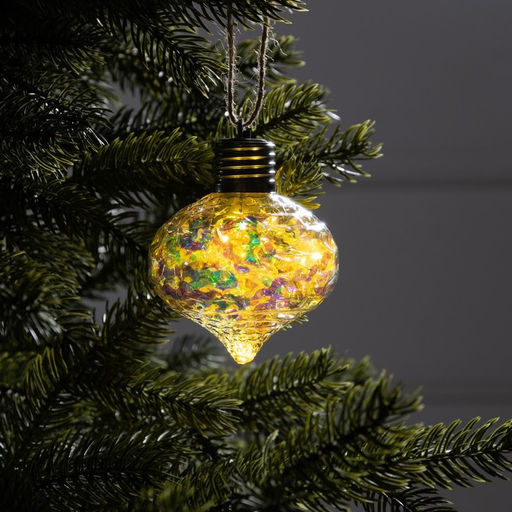 Ёлочный шар Ретро, 9 см, 5 LED, от батареек, свечение тёплое белое