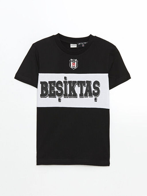 Bisiklet Yaka Be?ikta? Bask?l? Erkek ?ocuk Ti??rt