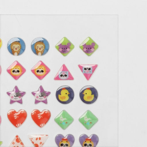 Цена за 2 шт. Серьги наклейки детские, пластик, улыбка, яркие, цветные - Qf фото 3