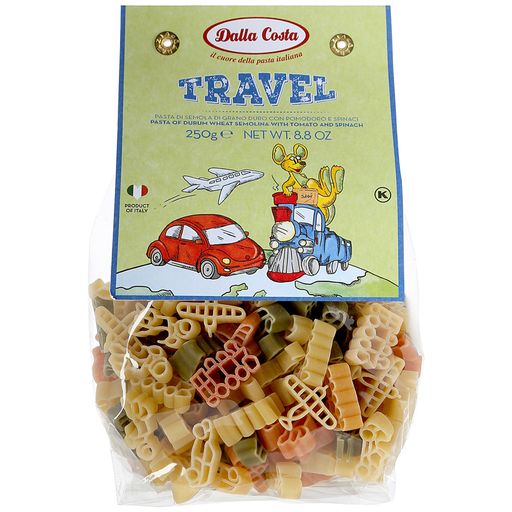 Макаронные изделия без яиц "Dalla Costa" со шпинатом и томатами "Путешествие" (0,250 кг)