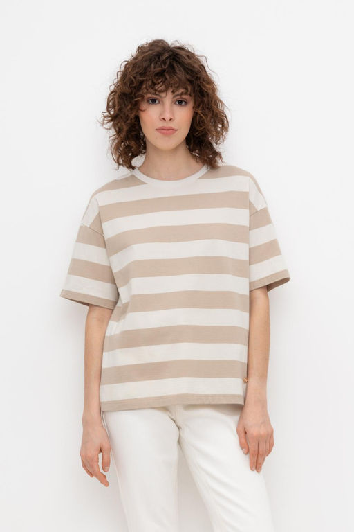 VERY NEAT _ ЕВТ 3190/темно-бежевый,полоска фуфайка жен фото 4