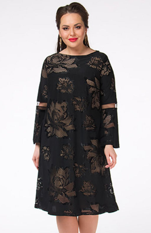 3898/5 Платье из мягкой ткани-ришелье с крупным дизайном на бежевой  трикотажной подкладке. - Ckc collections фото 6