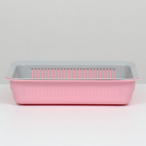 Лоток с сеткой №3, 34 х 25,5 х 7 см, серый/розовый - Simaland фото 2