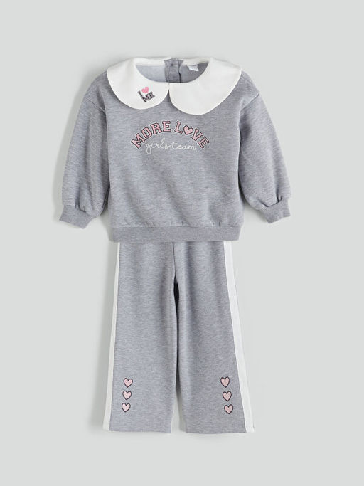 Bebe Yaka K?z ?ocuk Sweatshirt ve E?ofman Alt?