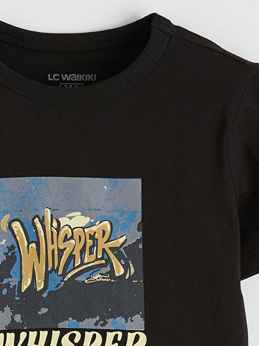 Bisiklet Yaka Bask?l? Erkek ?ocuk Ti??rt