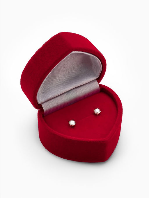 Футляр под серьги, кольцо Сердце, бархатный, 5.2?4.6 см, бордовый