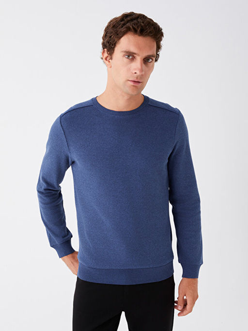 Bisiklet Yaka Uzun Kollu Erkek Sweatshirt