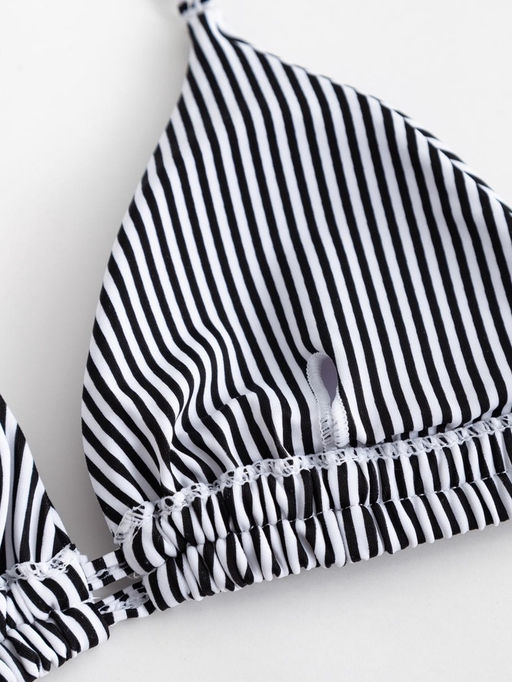 Купальник женский раздельный MINAKU Stripe, размер 48, чёрно-белый