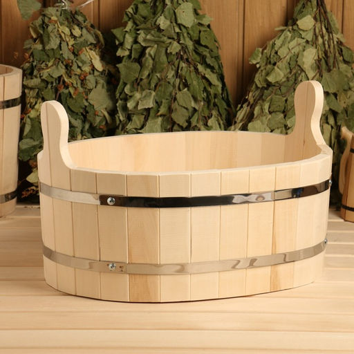 Шайка - таз для бани и сауны, 15 л, 47×34×28 см, нержавеющий обруч, «Добропаровъ»