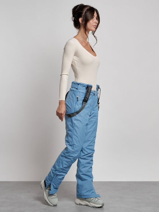 Полукомбинезон утепленный женский зимний горнолыжный голубого цвета 7601Gl - Colannia фото 3