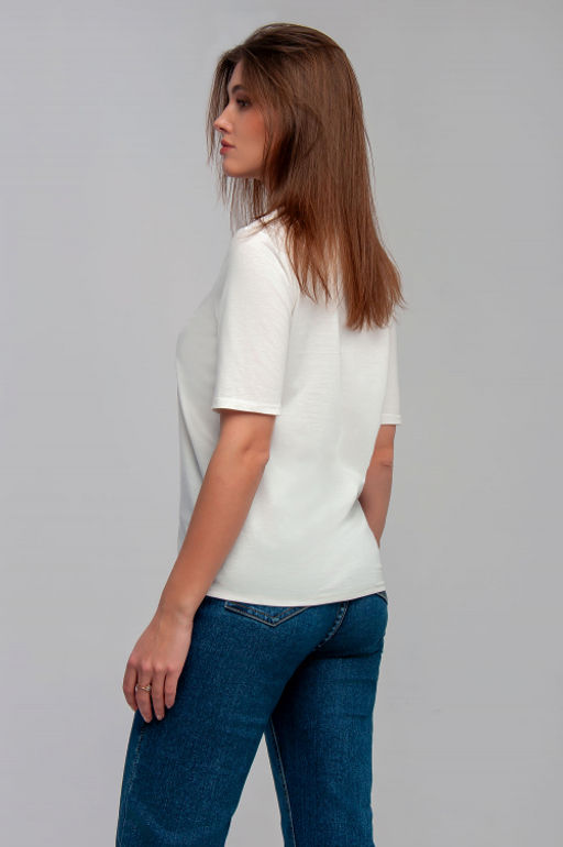 Арт. 31110 Футболка женская 44-52 (5 шт) Цвет:молочный - Калинка фото 3