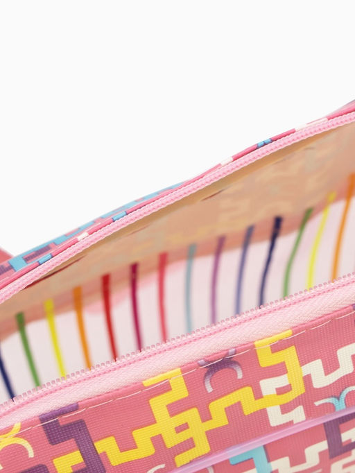 Косметичка-сумка на молнии в сетку, большая, с ручками, с принтом, МИКС