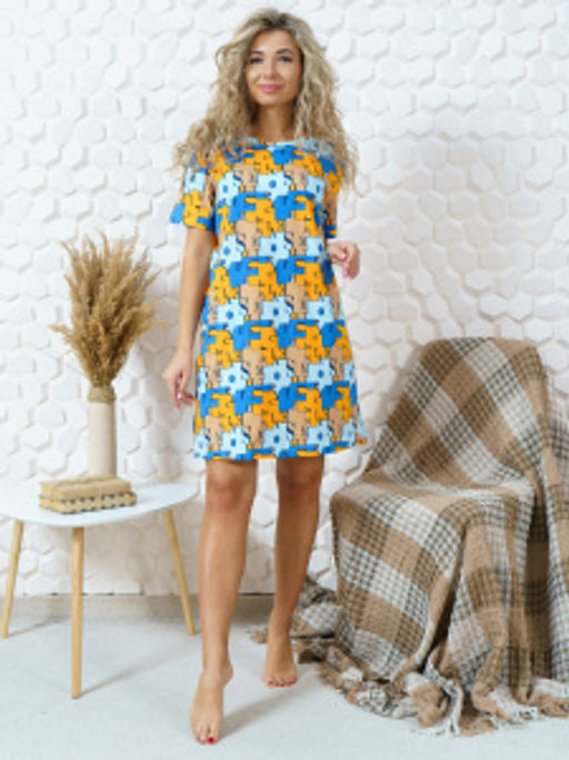 858 Туника "голубые пазлы"