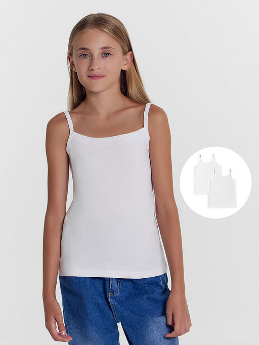 Топ для девочек белый в наборе, 2 шт