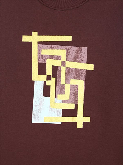 Bisiklet Yaka Bask?l? Kad?n Sweatshirt Tunik