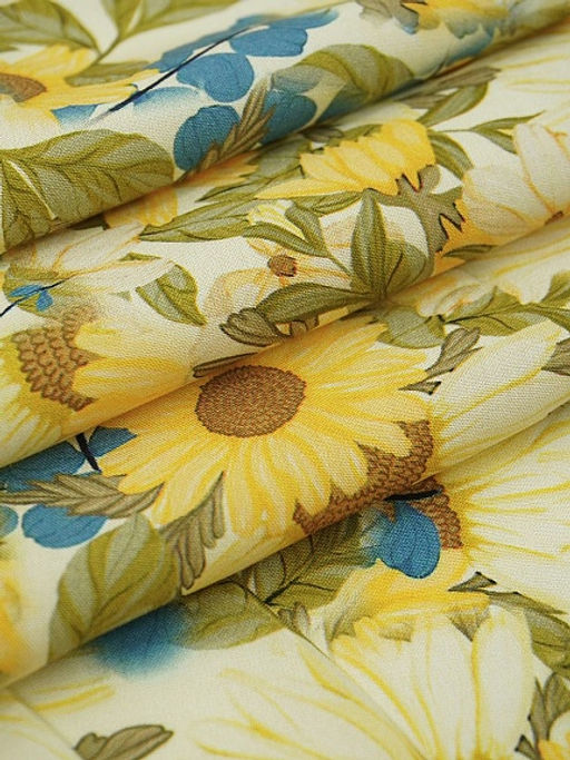 Штапель Премиум (Digital) Солнечный сад, ш.1.45м, вискоза-100%, 105гр/м.кв - Купава фото 11