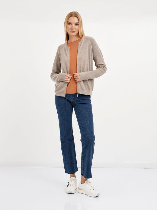 кардиган женский бежевый из шерсти на молнии - Glenfield фото 2