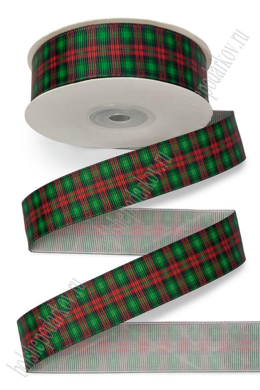 Лента репсовая 2,5 см*25 ярд с рисунком "Клетка" SF-7223, №200