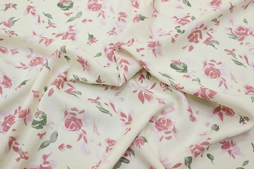 Штапель Пастельные розы на молочном, ш.1.45м, вискоза-100%, 100гр/м.кв - Купава фото 6
