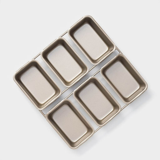 Форма для выпечки «Прямоугольник. Рэнди», 21,5×21 см, 6 ячеек, антипригарное покрытие, цвет золотой