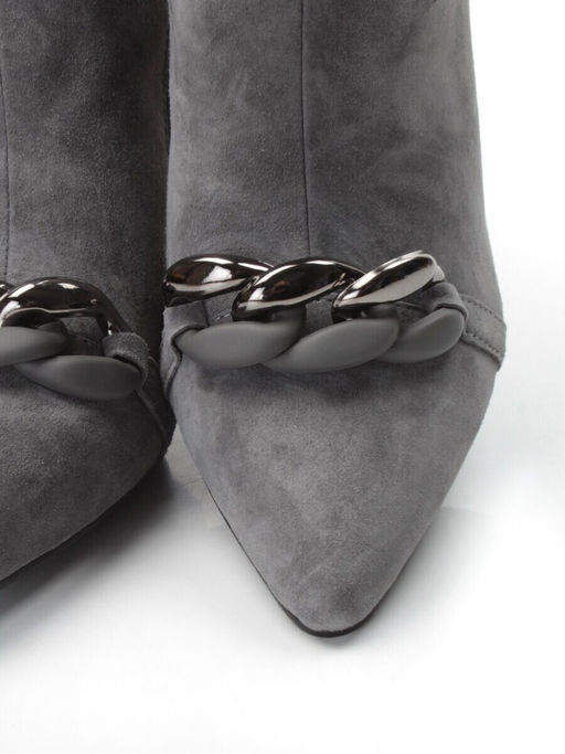 01-PCM343-6 DK. GRAY Ботинки демисезонные женские (натуральная замша, байка)