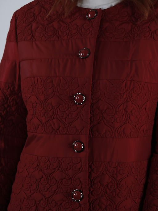 Бордовое стеганое полупальто женское - Almond фото 4