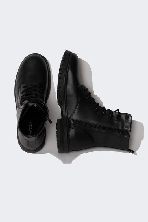 Мужские ботинки из искусственной кожи на толстой подошве со шнуровкой и молнией - Defacto фото 7