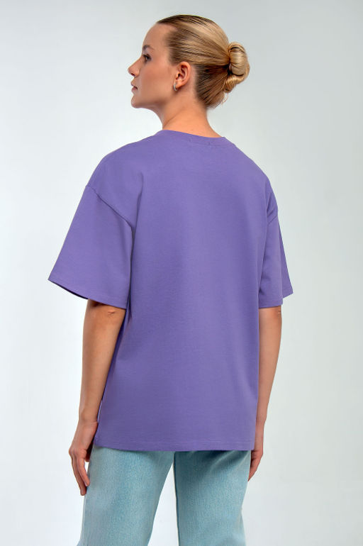 Арт. 31130 Футболка женская оверсайз 44-52 (5 шт) Цвет:сиреневый - Калинка фото 3