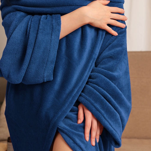 Плед с рукавами «Этель» 150×200 см, корал-флис, 220 г/м², темно-синий