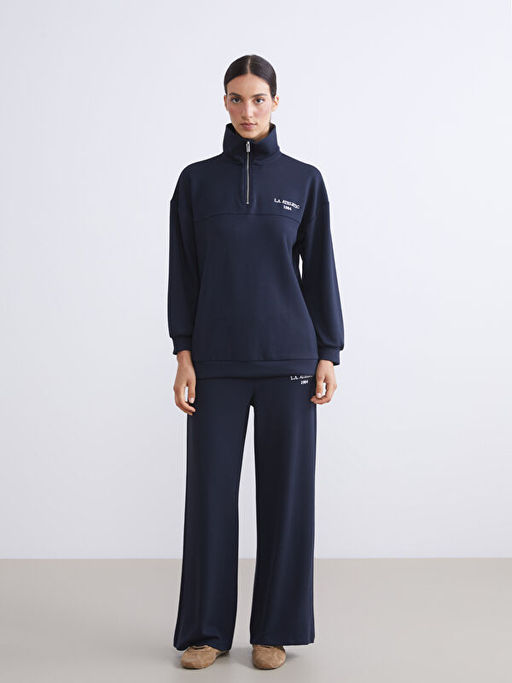 Dik Yaka Nak??l? Oversize Kad?n Sweatshirt Tunik