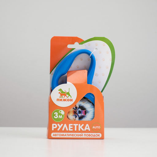 Рулетка с принтом Милашка, 3 м, вес животного до 12 кг, синяя - Пижон фото 4