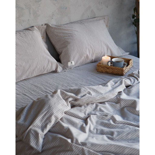 Постельное бельё Этель Полоски 1.5 сп, размер 155х210 см, 160х240 см, 50х70 см -2шт, цвет бежевый, 100% жатый хлопок, 140г фото 4