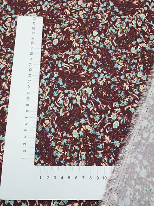 Штапель Премиум (Digital) Энжела цв.вишневый, ш.1.45м, вискоза-100%, 120гр/м.кв - Купава фото 7