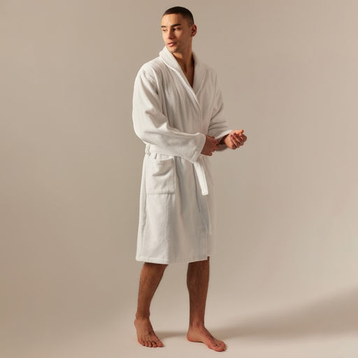 Халат махровый мужской SL HOME: Basic «Блан де Блан», размер S, хлопок 100%, белый