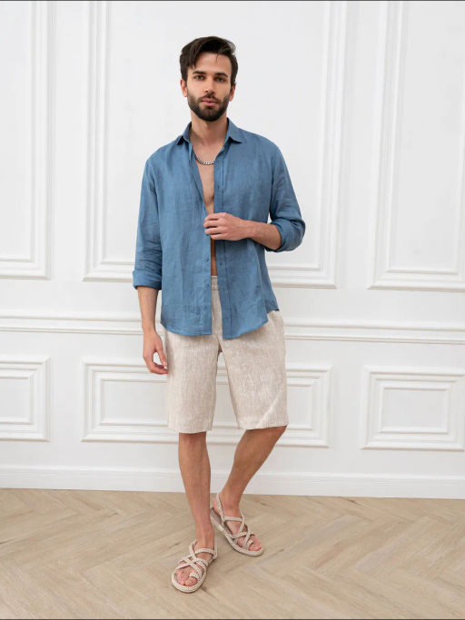 Шорты мужские Лен Графит - Modamica фото 13