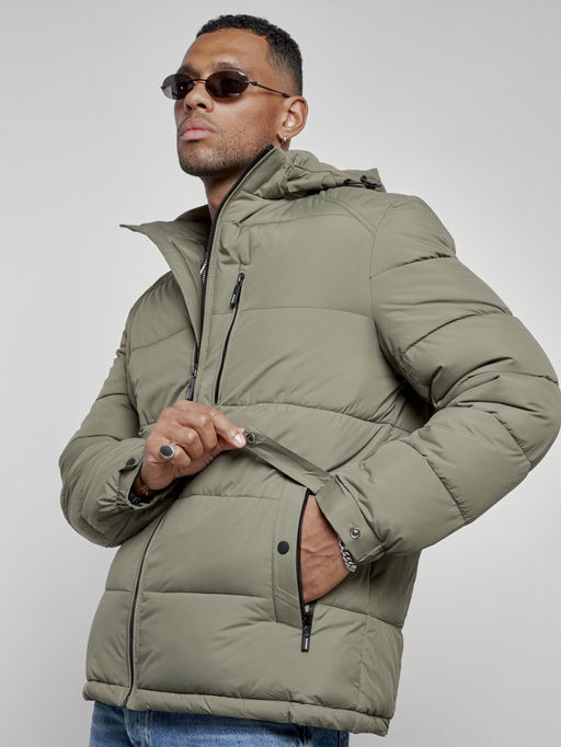 Куртка спортивная мужская зимняя с капюшоном цвета хаки 8362Kh - Wonderrman фото 11