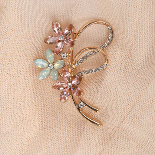 Брошь Букет 9 см / 38B-10-7 /уп 420/ (Бело-розовый ) - Галеонтрейд фото 5