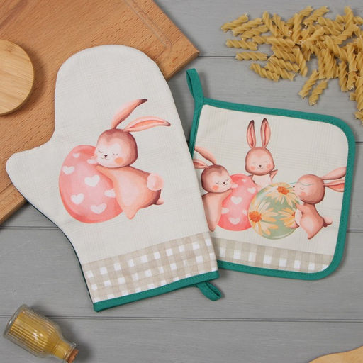 Набор кух. Этель Пасхальный кролик варежка-прихватка 20х28см, прихватка 19х19см,100% хл  фото 5