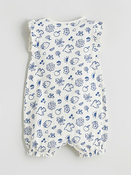 Bisiklet Yaka Bask?l? F?rf?rl? K?z Bebek Tulum