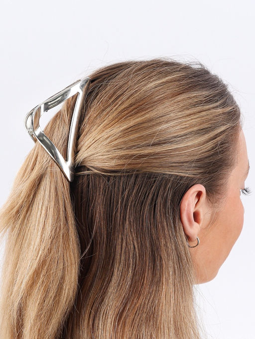 Цена за 6 шт. Крабик для волос «Глянец», треугольник, 10×4.5 см, серебро