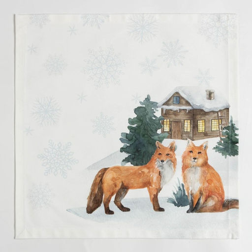 Набор новогодних салфеток Этель Forest animals, 40х40см - 4 шт, хлопок, саржа  фото 6
