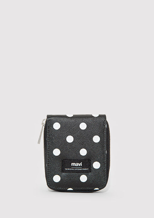 Puantiye Bask?l? Siyah Cuzdan