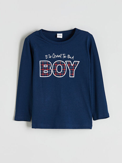 Bisiklet Yaka Bask?l? Erkek ?ocuk Pijama Tak?m? Baba O?ul Kombini